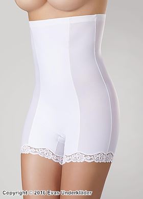 Shapewear boyshort-truser, kniplinger, justering av midje og mage